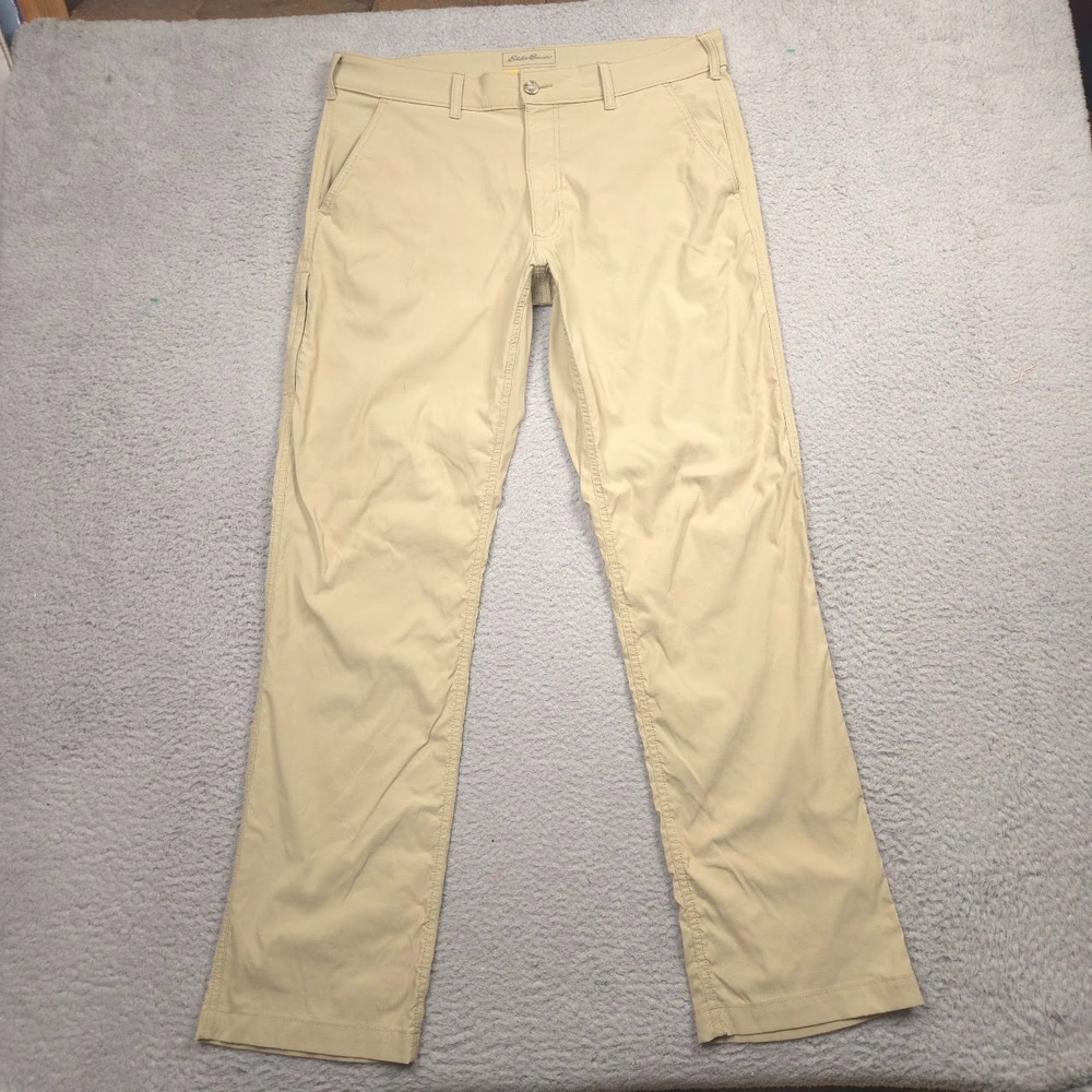 Eddie Bauer Horizon Guide Chino Pants Men 36x34 Travex Nylon Stretch Khaki